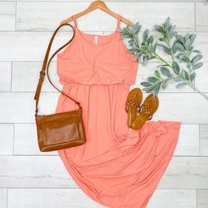 ⭐️Coral Gathered Waist Maxi dress